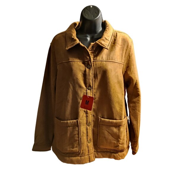 Boston Traders Women's Fleece Lined Trucker Jacket Size Medium Tan - Picture 1 of 3
